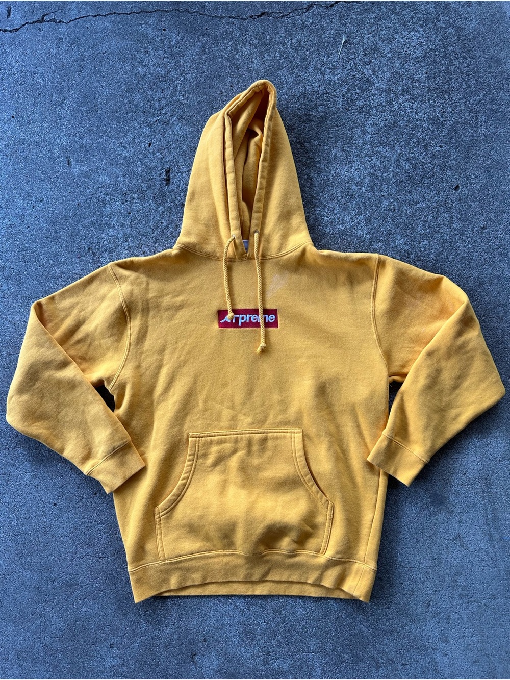 Yellow Box Logo Fleece Hoodie Sweatshirt